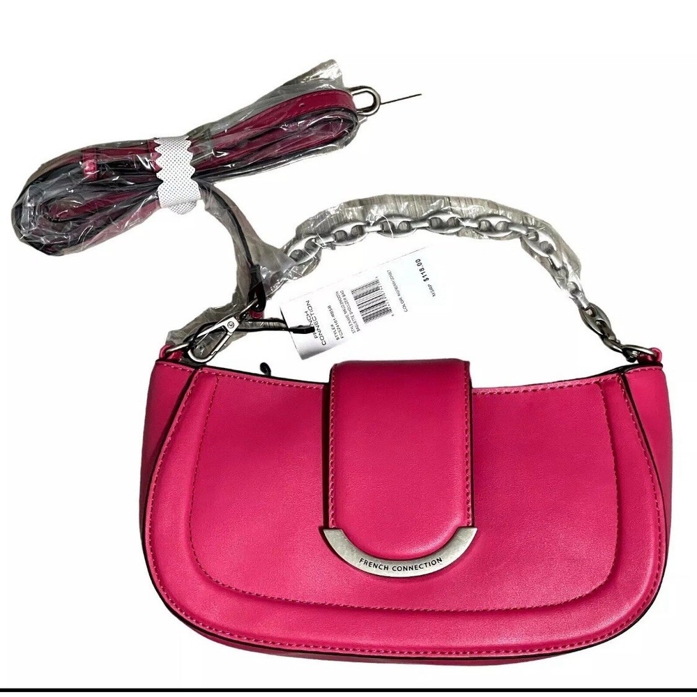 French Connection Maud Smooth Baguette Shoulder Bag & Crossbody Raspberry Sorbet